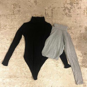 Basic Black & Grey 2 Pack Turtle Neck Bodysuit
